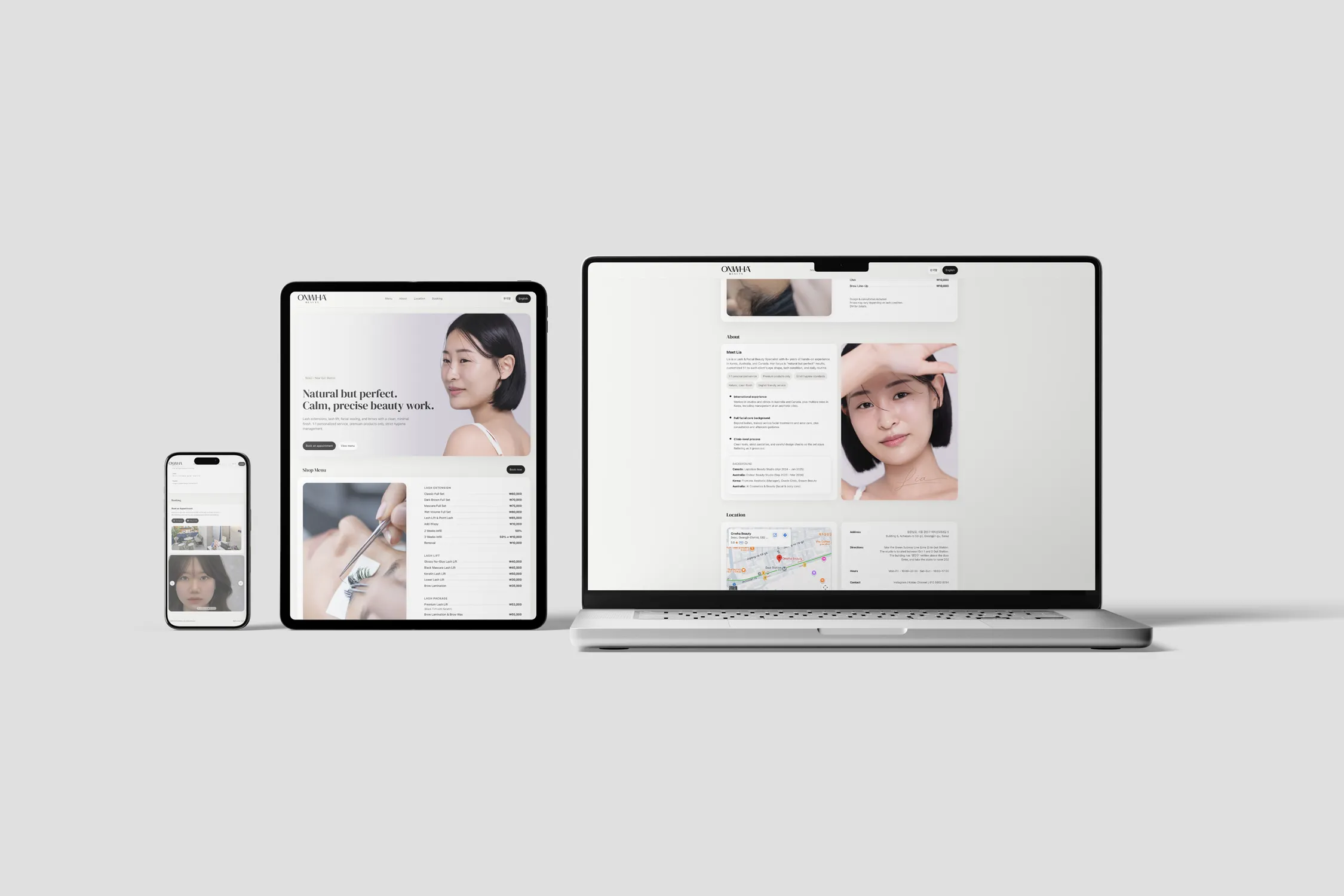 Onwha Beauty — responsive website