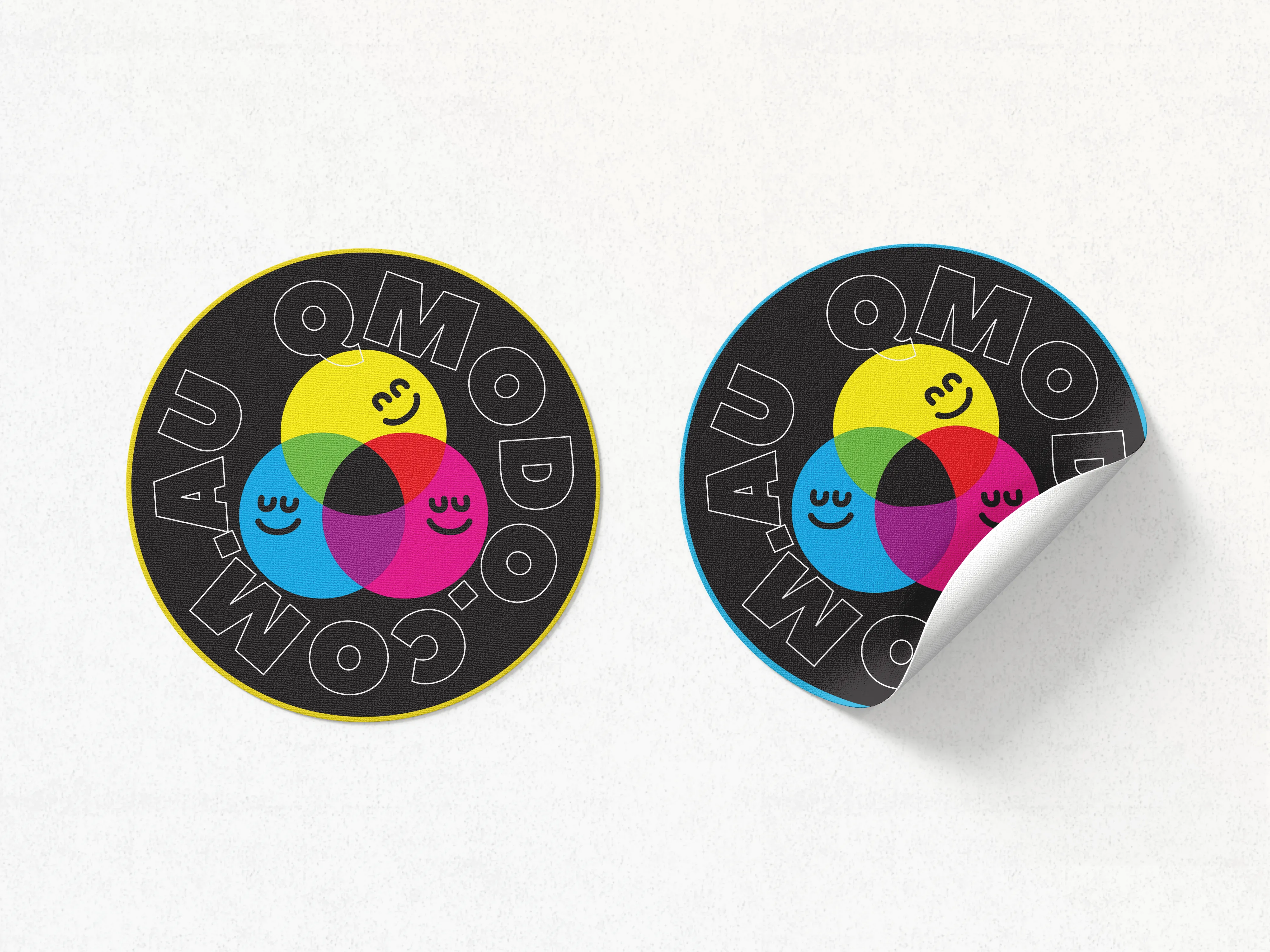 Qmodo — CMYK mascot stickers