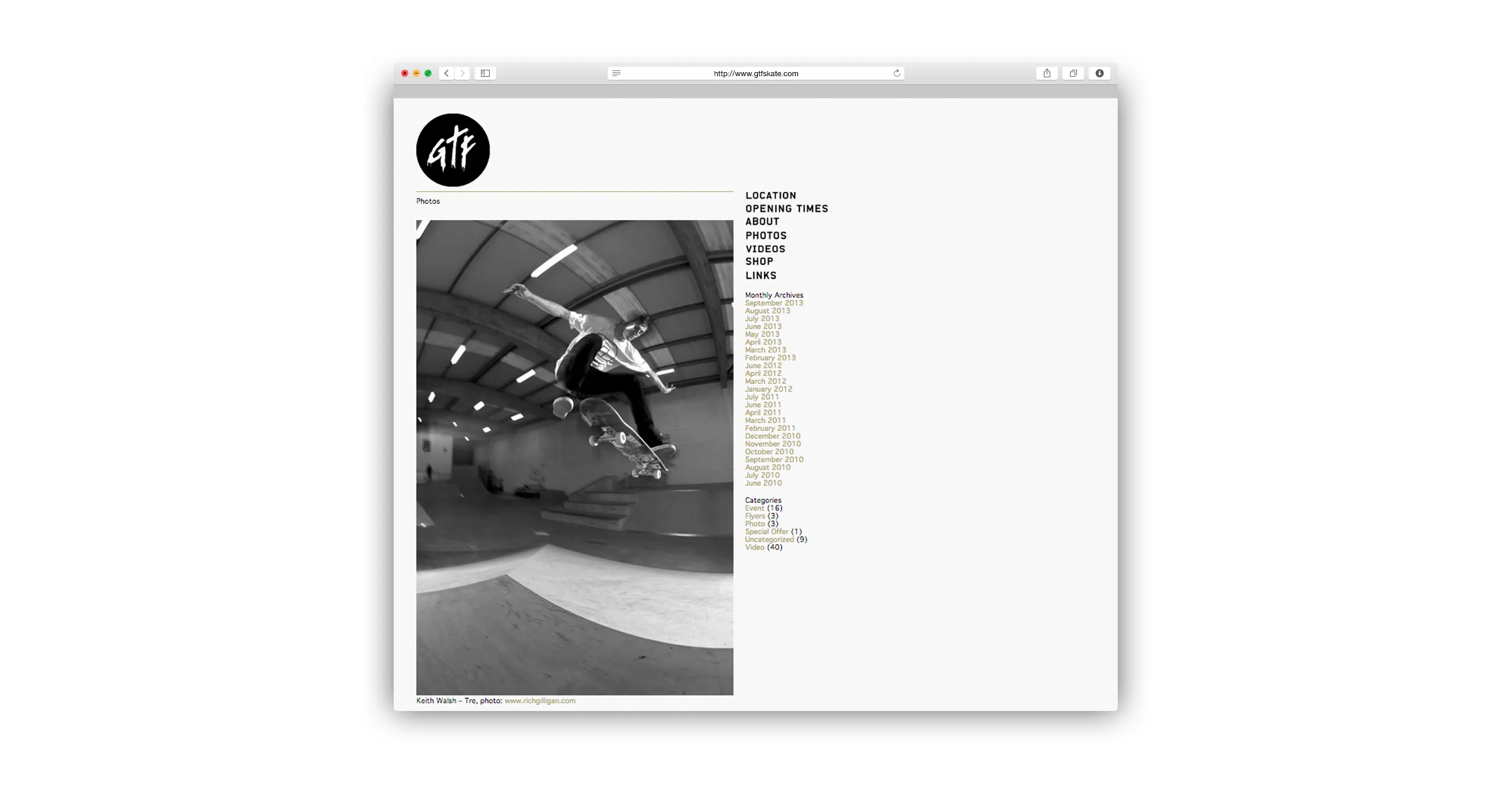 GTF website — designed and developed in WordPress