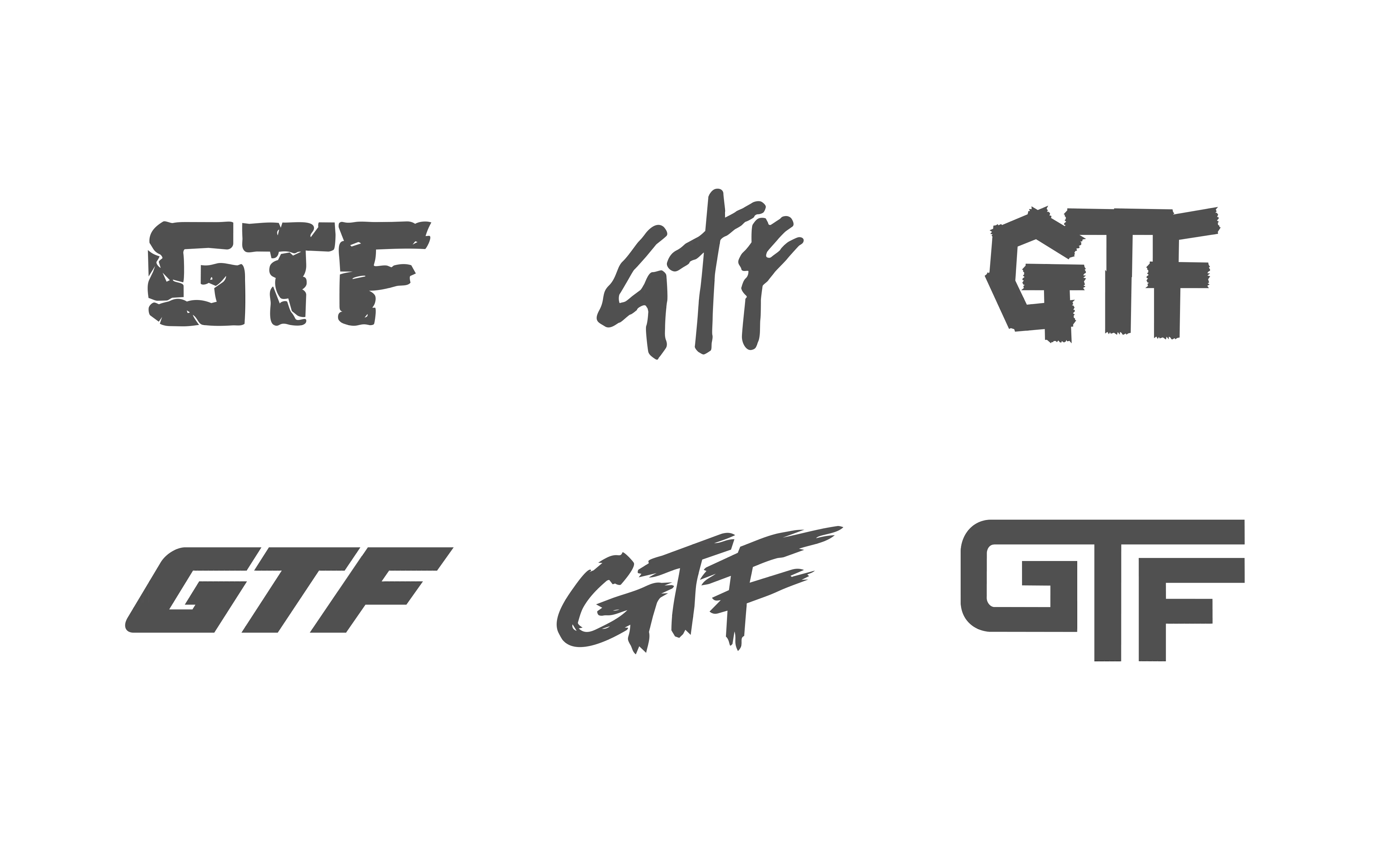 GTF logo explorations — rejected directions