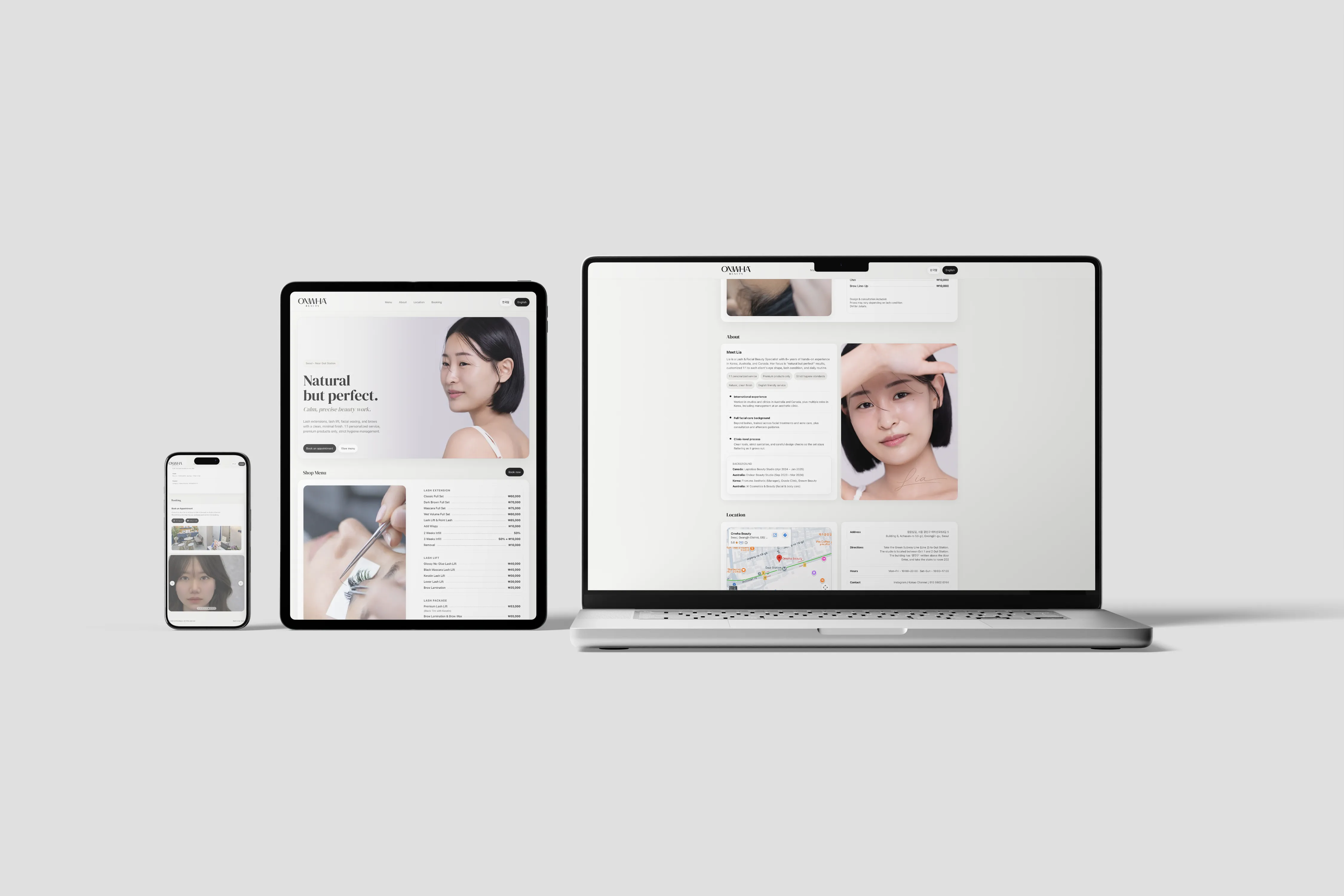 Onwha Beauty — responsive website