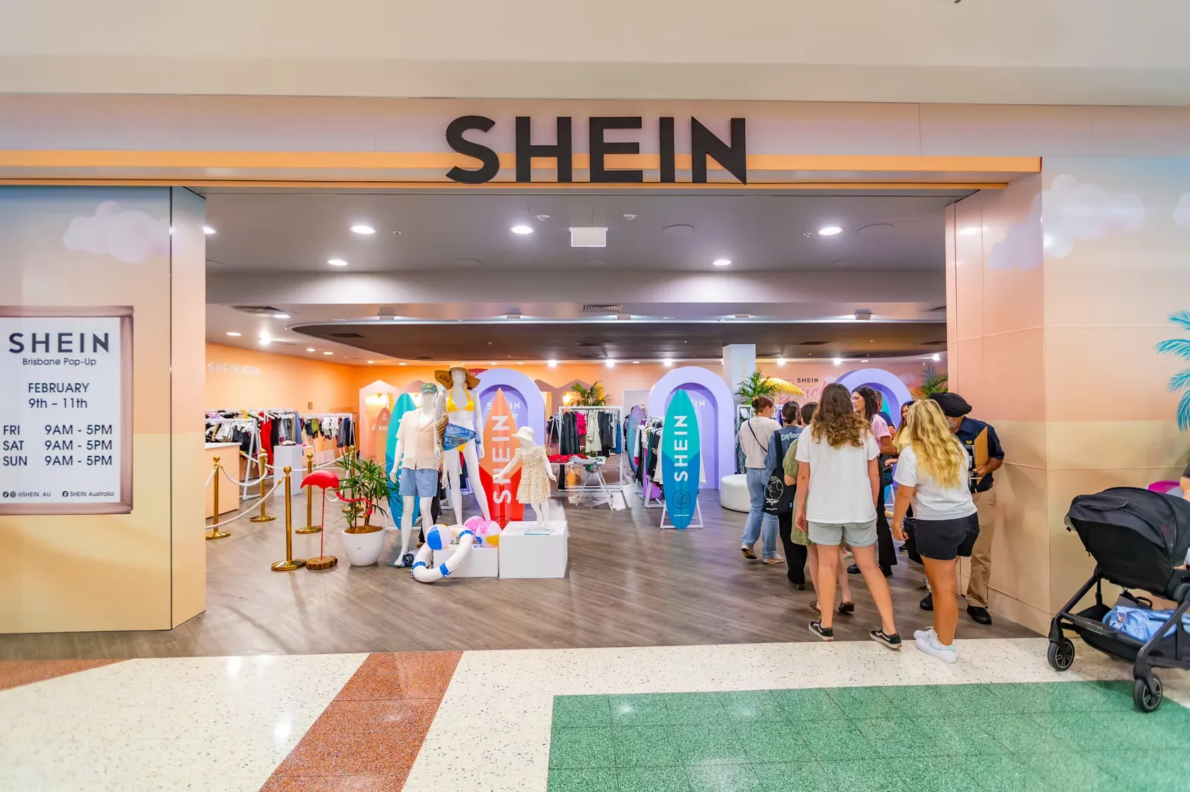 SHEIN Beach Club — store entrance, Brisbane shopping centre